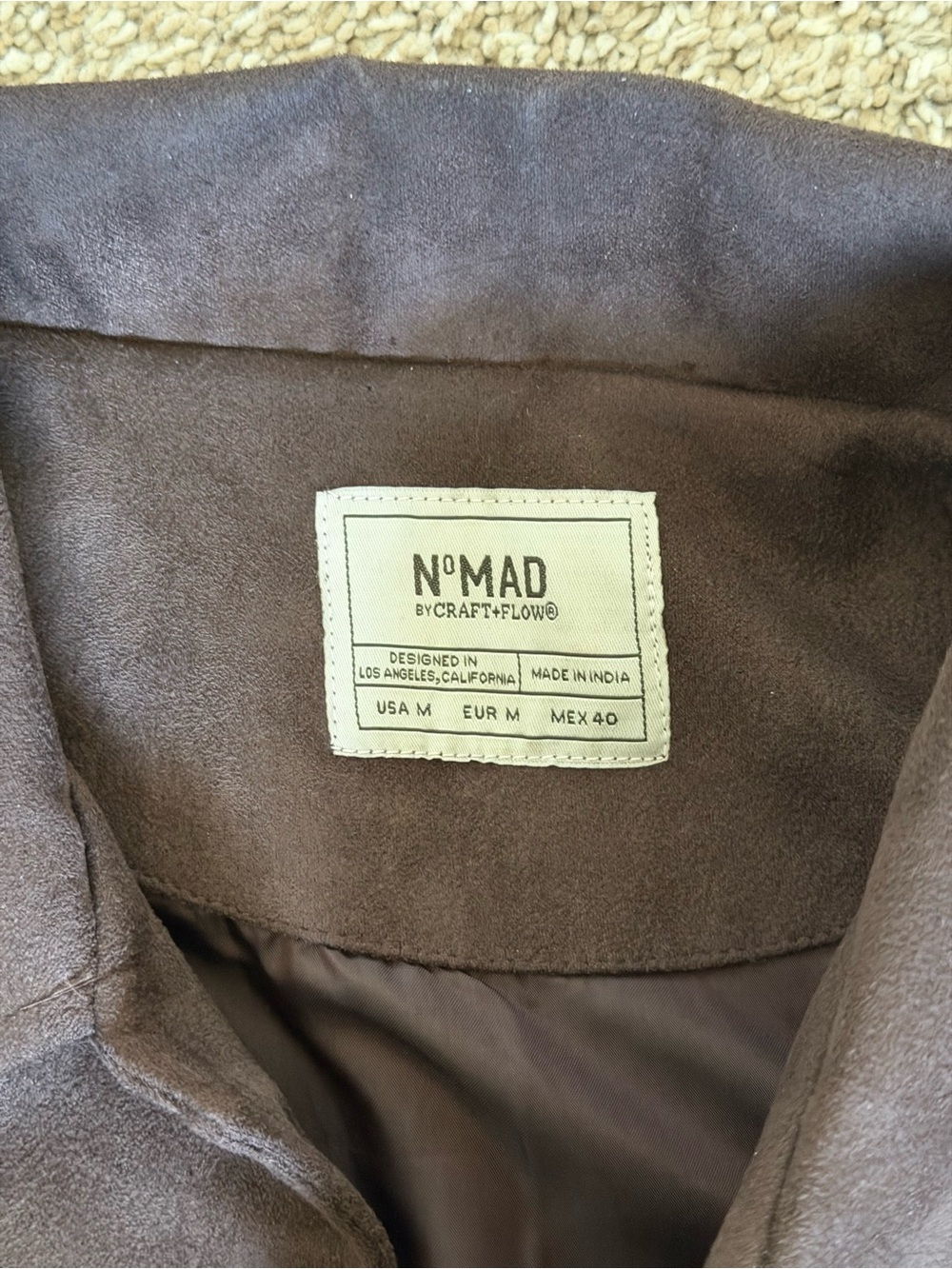 Brown Suede-Look Button Front Jacket - Picture 2 of 2